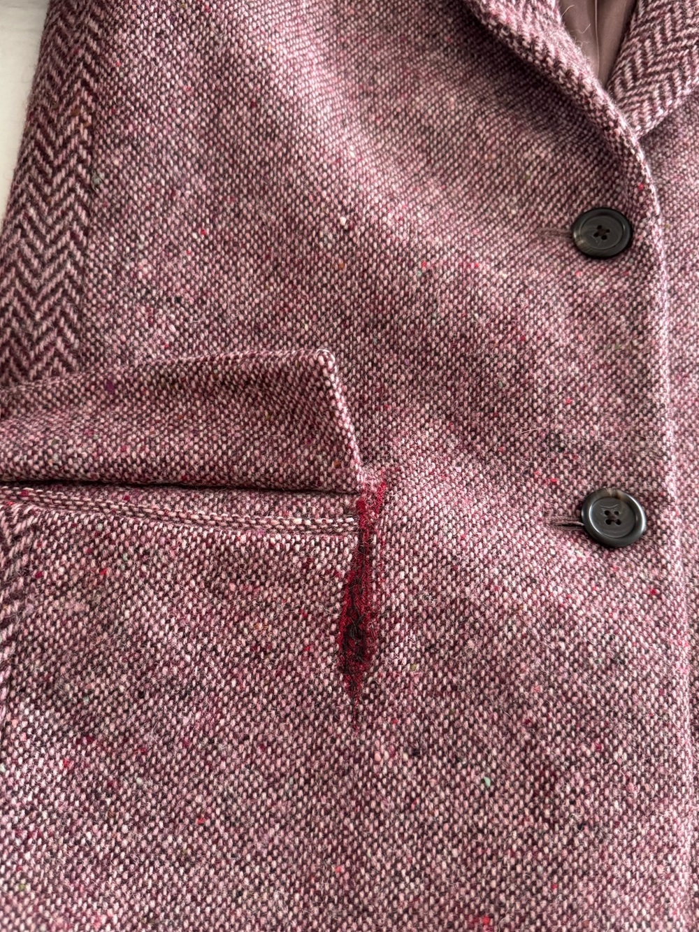 J.Crew Collection 100% Wool Herringbone Blazer Jacket Mauve Burgundy Size 2 - Picture 5 of 13